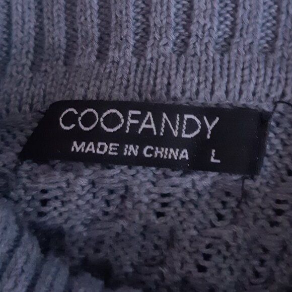 Coofandy SZ L Turtleneck Pastel Blue Intricate Pattern Sweater - Picture 4 of 16